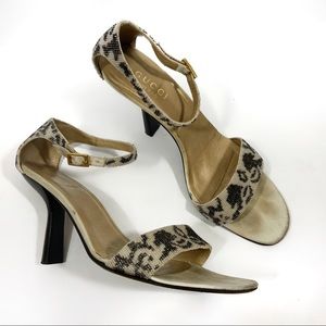 Vintage Gucci beaded animal print heels